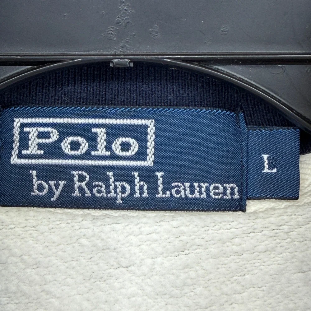 Polo Ralph Lauren Mens Track Jacket Cream Navy MCB-7 Crest Full Zip Large